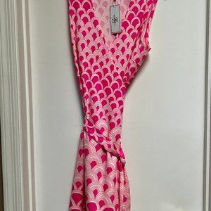 JULIE BROWN Rica Sleeveless Bright Pink Geometric Print-Size L - NEW WITH TAGS